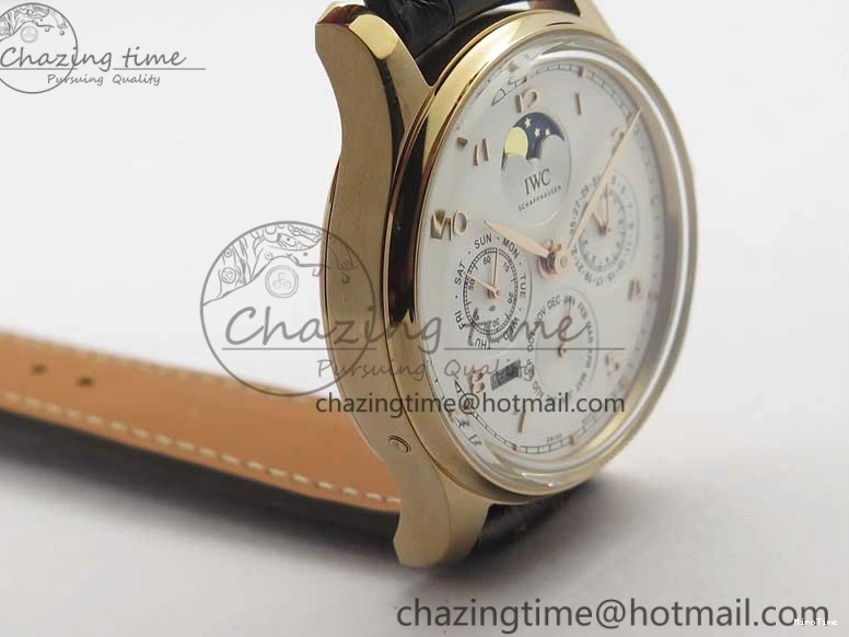 MIROTIME 0218 Compact Portugieser Perpetual Calendar IW503302 RG V9F 1:1 Best Edition White Dial on Brown Leather Strap A 7113